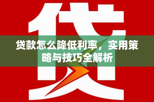 商南贷款怎么降低利率，实用策略与技巧全解析