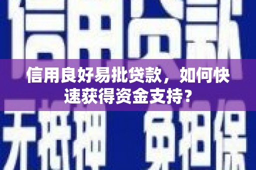 商南信用良好易批贷款，如何快速获得资金支持？