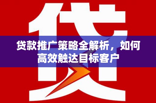 商南贷款推广策略全解析，如何高效触达目标客户