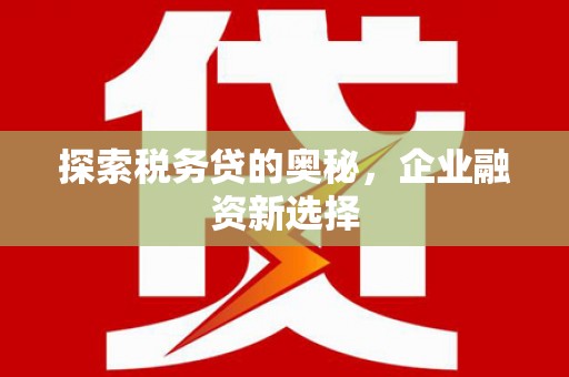 商南探索税务贷的奥秘，企业融资新选择