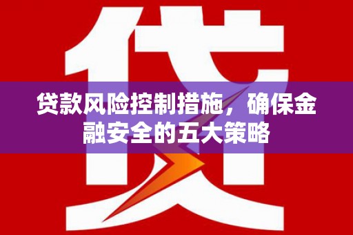 商南贷款风险控制措施，确保金融安全的五大策略